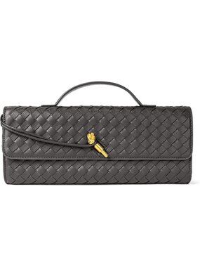 〽️Women's Charcoal Clutch Purse Woven Vegan Leather Formal Evening Crossbody Bag